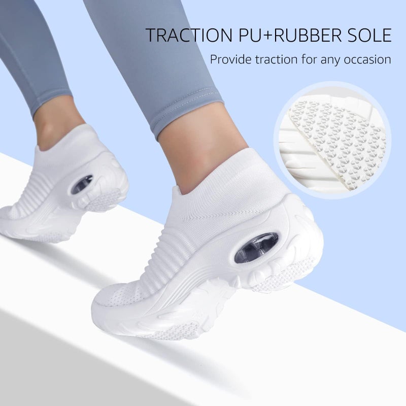 HKR Womens Comfortable Nursing Work Shoes Slip On Lightweight Platform Walking Sneakers White 8(ZJW1839bs40) - Image 3